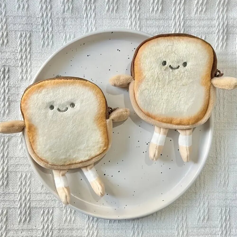 Toast Coin Purse, Cartoon Cute Portable Earphone Bag, Creative Small Pouch